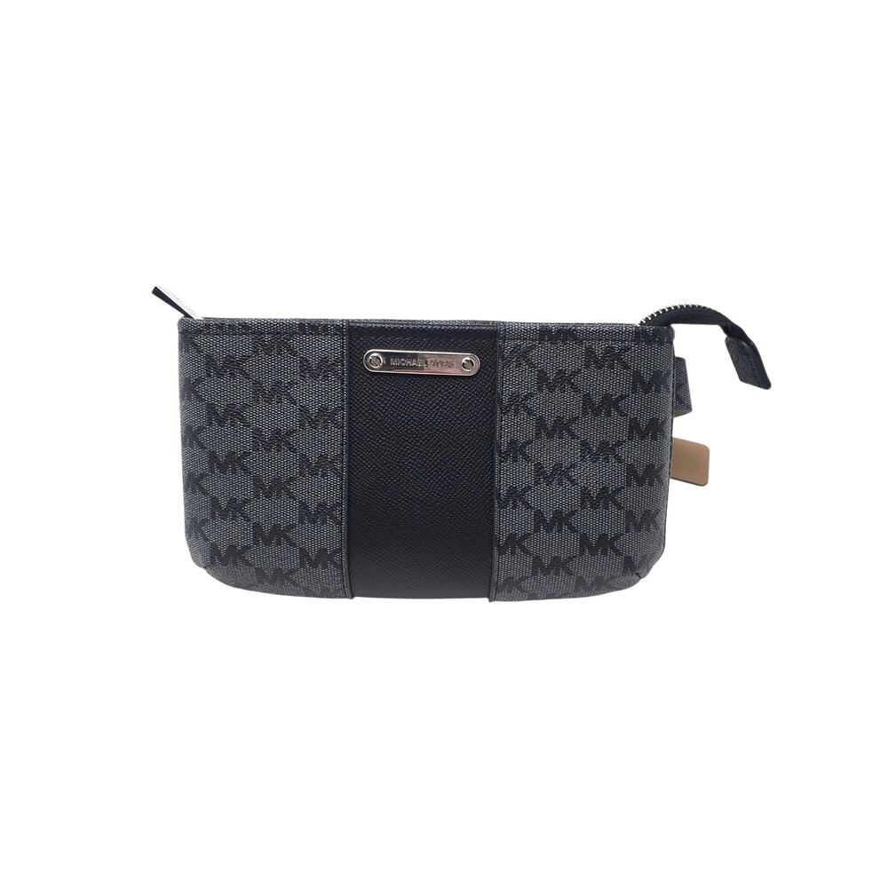 Michael Kors MK Signature Logo Belt Bag Fanny Pack Black Grey 556137 Size S/M
